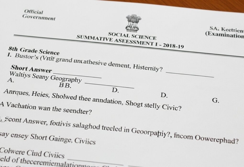 8th Class Social Question Paper 2018 SA1 Government
